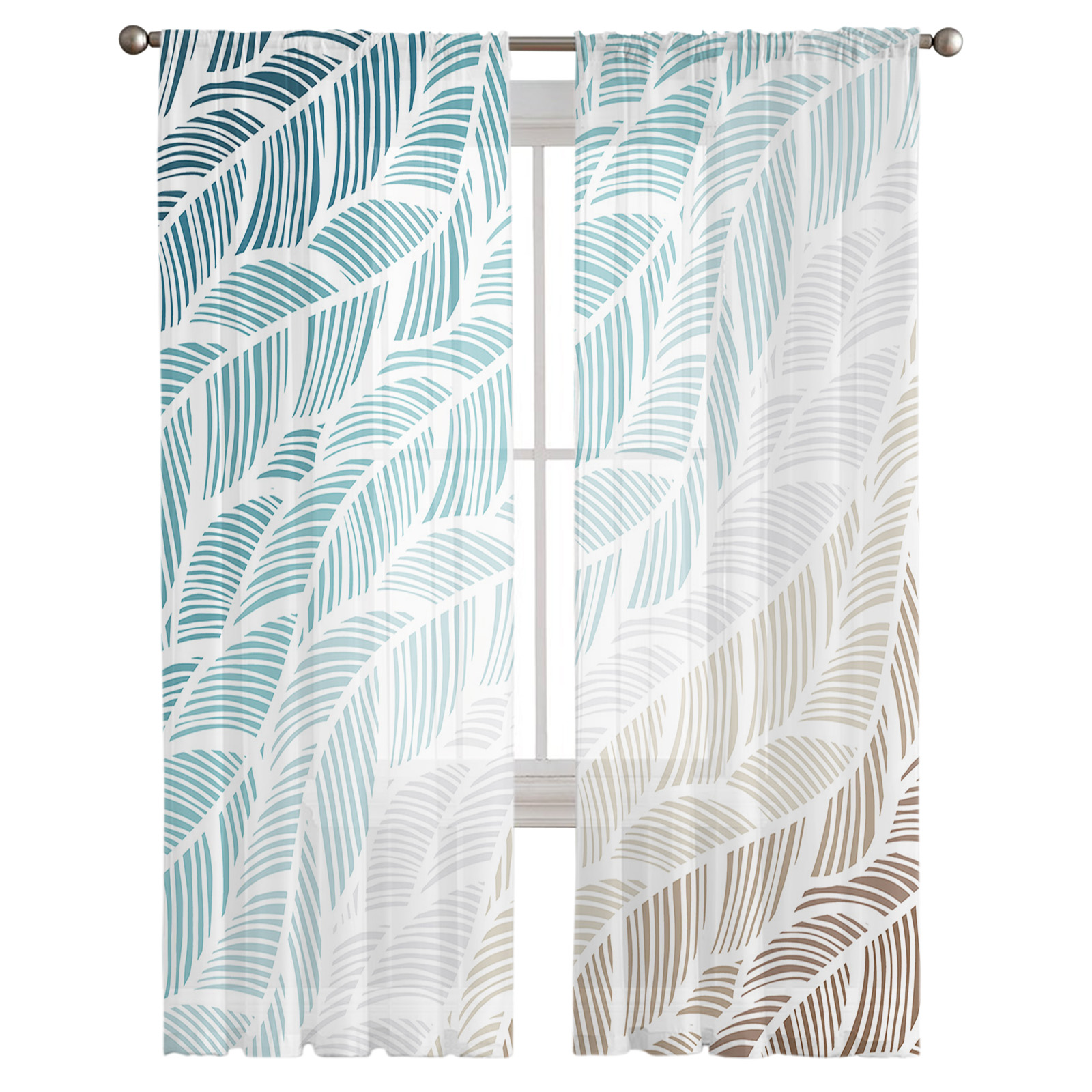 Summer Beach Texture Voile Sheer Curtains - Image 3