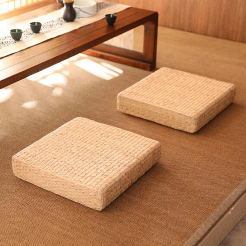 Japanese Style Square Flat Seat Tatami Straw Cushion - Image 2