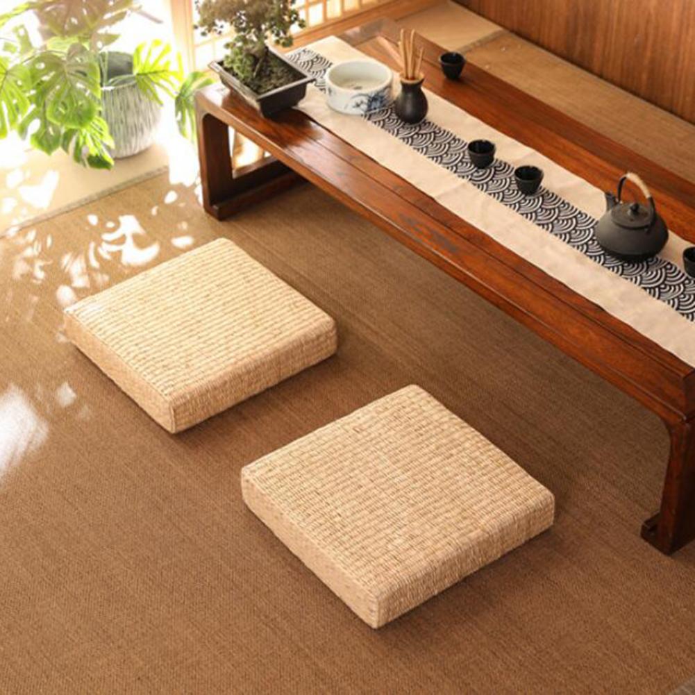Japanese Style Square Flat Seat Tatami Straw Cushion - Image 3