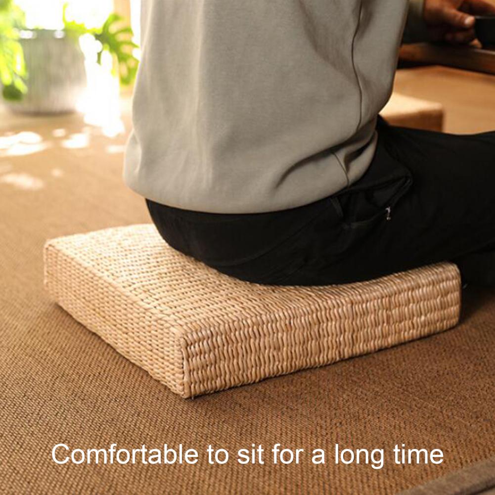 Japanese Style Square Flat Seat Tatami Straw Cushion - Image 4