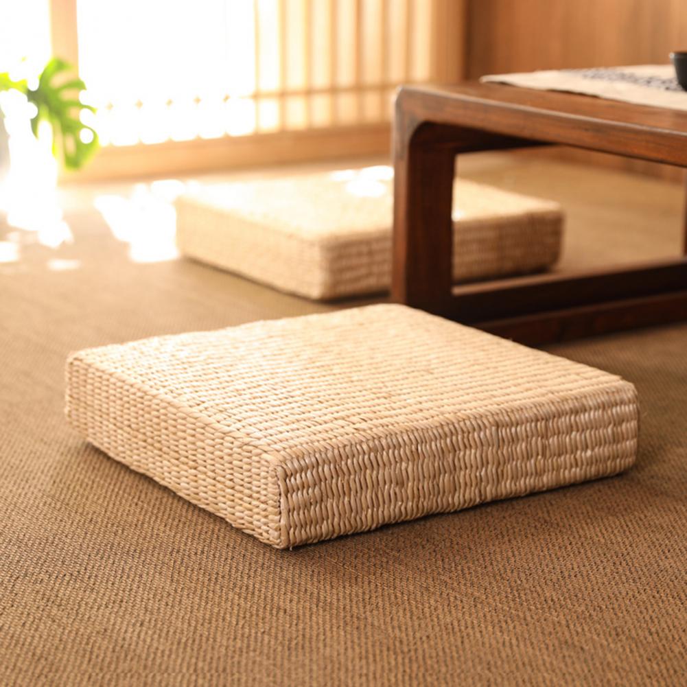 Japanese Style Square Flat Seat Tatami Straw Cushion