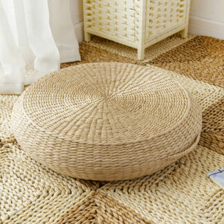 Natural Tatami Yoga Floor Cushion Meditation Futon Round Straw Weave Seat Cushion