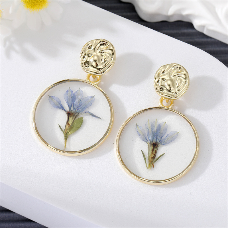 Unique Real Blue Floral Earring Jewelry Accessories
