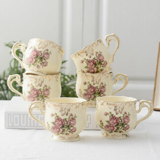 Vintage Coffee Cup Saucer Set Hand Painted Tea Cup
