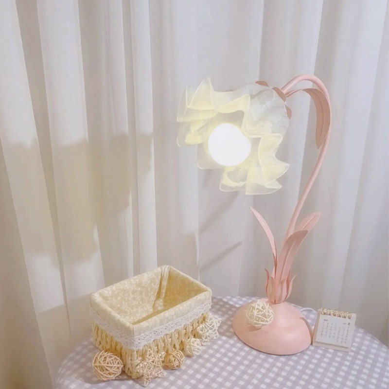 Vintage Pink Flower Bedside Bed Table Lamp for Home Bedroom - Image 2