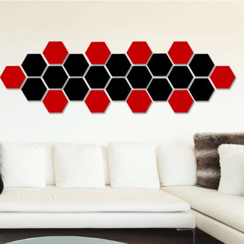 12PCS 3D Silver Hexagon Mirrors Decorative Wall Sticker - Image 5