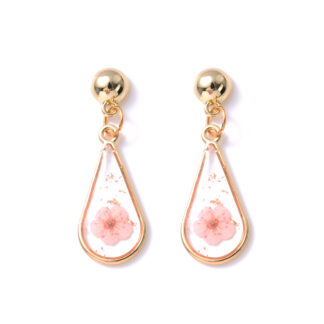 Water Drop Pressed Natural Fresh Petal Dried Flower Resin Earring Jewelry