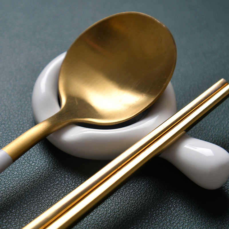 White Ceramic Spoon Chopstick Ring Holder - Image 2