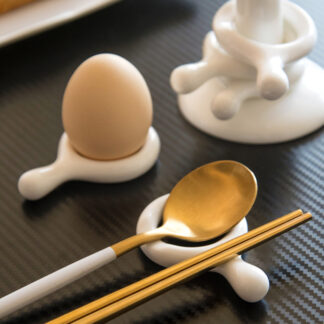 White Ceramic Spoon Chopstick Ring Holder
