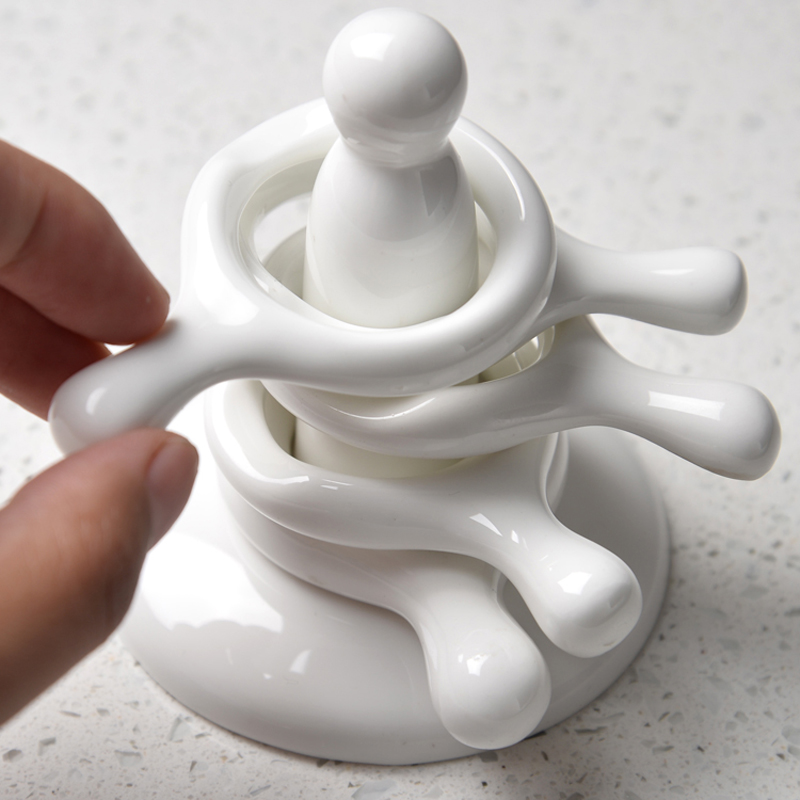White Ceramic Spoon Chopstick Ring Holder - Image 5