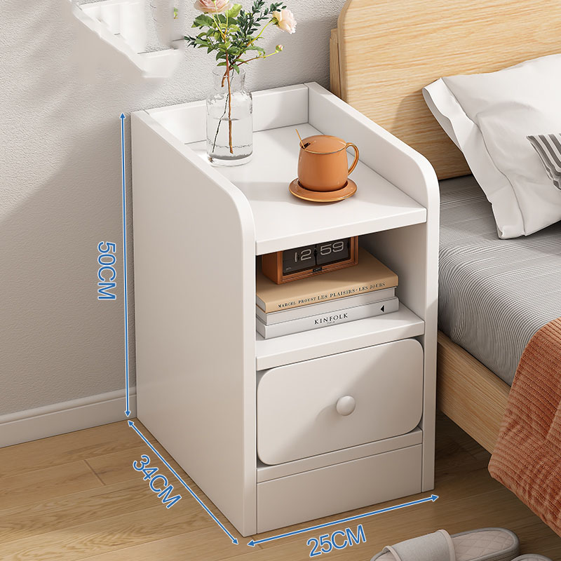 White Wooden Bedside Table Luxury Drawer For Bedroom - Image 2