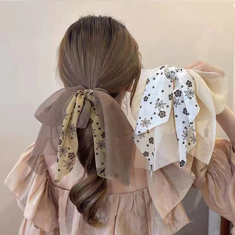 Chiffon Gauze Bowknot Ribbon Elastics Scrunchies - Image 2