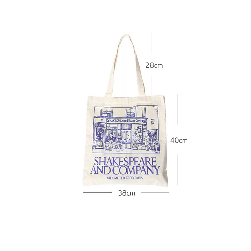 Women Canvas Shoulder Tote Bag Shakespeare Print - Image 4