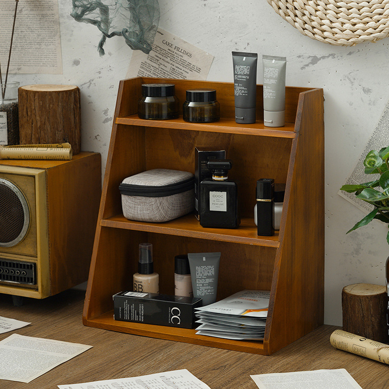 Wood Desktop Shelf Bathroom Storage Rack
