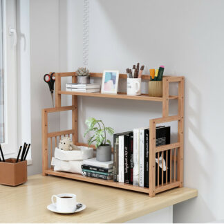 Wooden Bookshelf Office Student Stationery Organizer