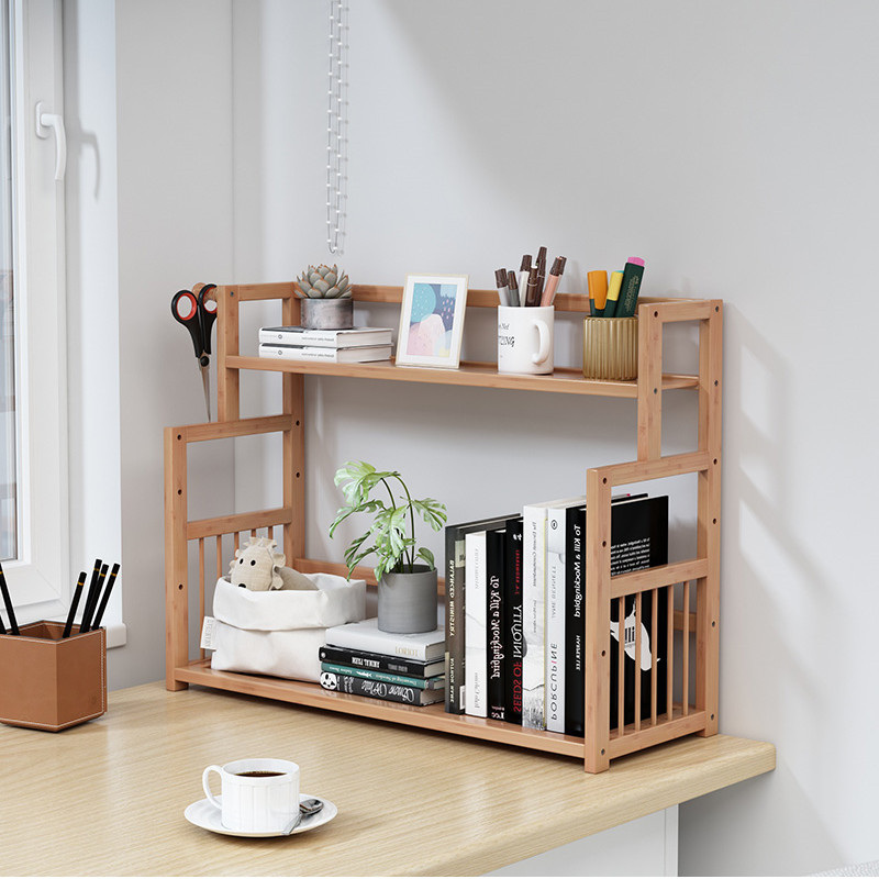 Wooden Bookshelf Office Student Stationery Organizer