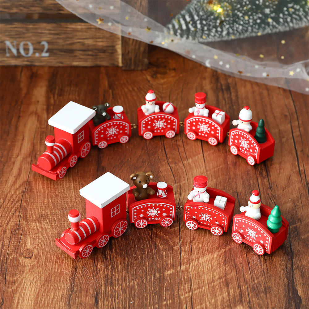 Wooden Train Christmas Ornament Decoration, Set Of 4 - Image 3
