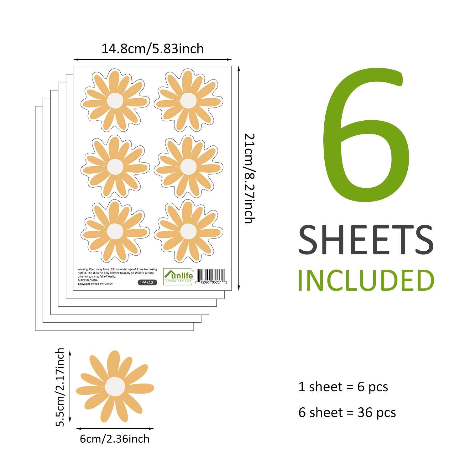 Yellow Daisy Wall Stickers for Kids Rooms - Image 4