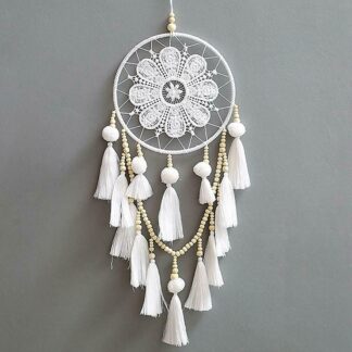Nordic Large Tassel Dreamcatcher, White