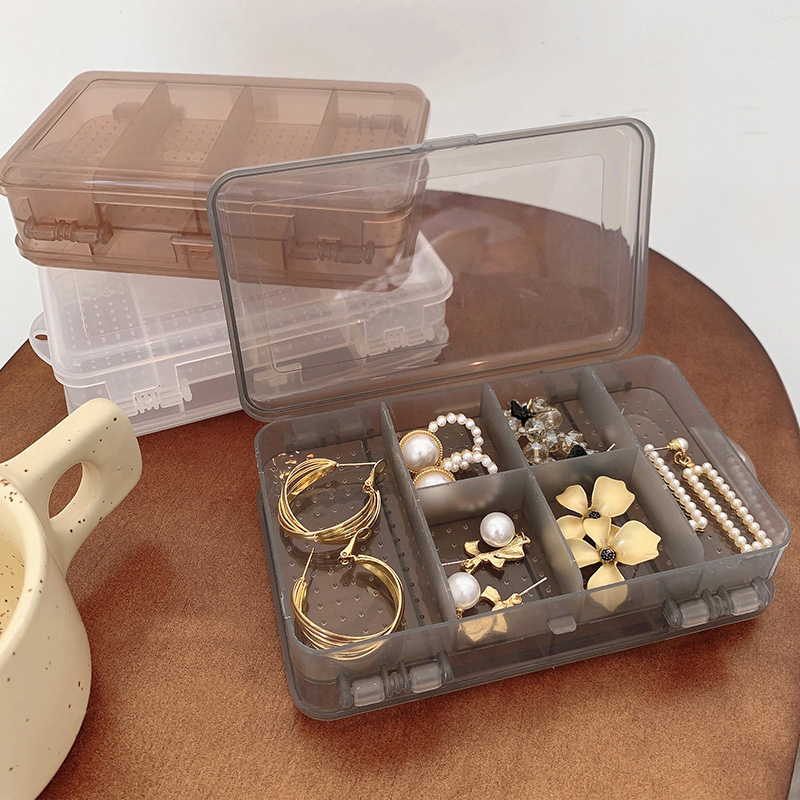 Portable 12 Slots Plastic Double Layer Storage Jewelry Box Case - Image 3