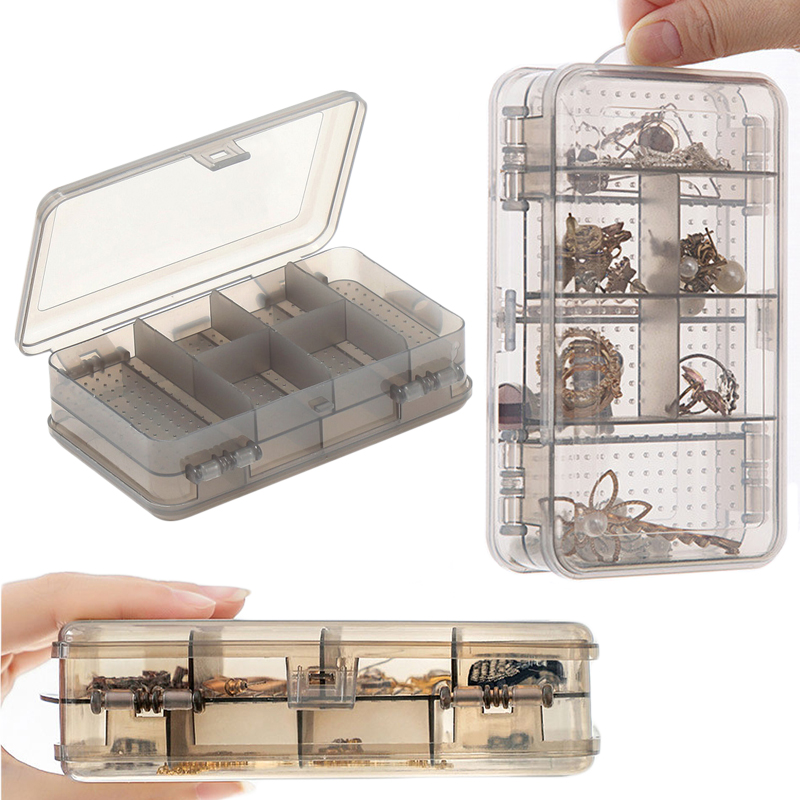 Portable 12 Slots Plastic Double Layer Storage Jewelry Box Case - Image 7