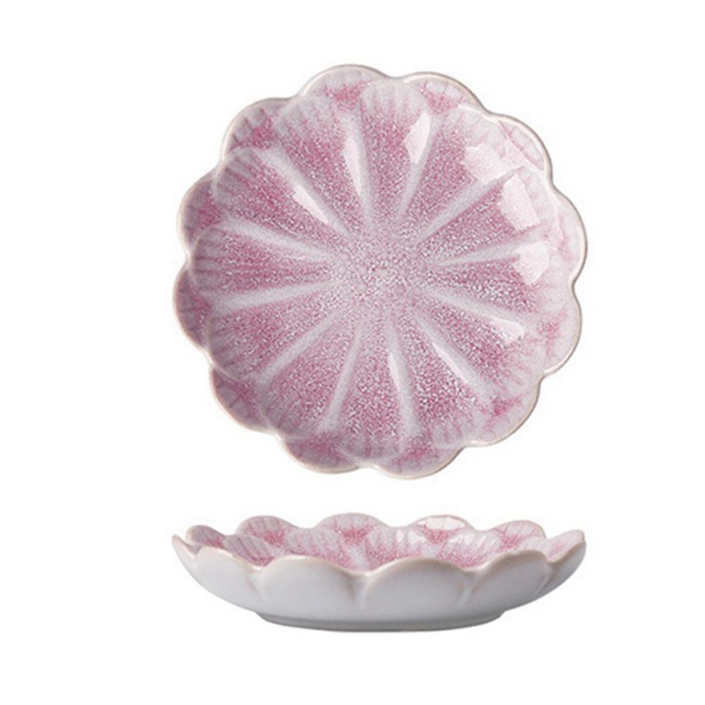 2PCs Originality Pink Flower Shape Ceramics Dining Plates - Image 3