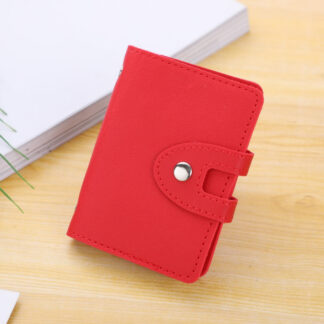 Red PU Leather Simple Soft Card Holder