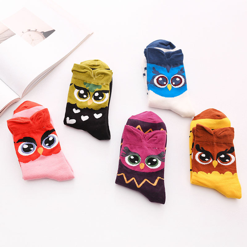 5pairs Cartoon Owl Cute Girls Sock - Image 4