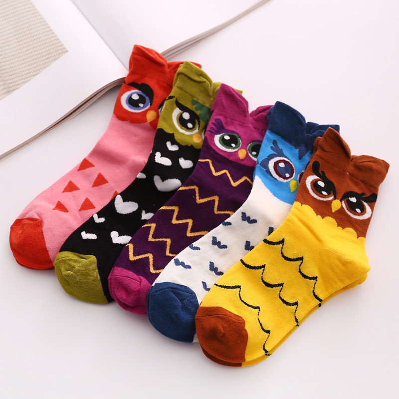 5pairs Cartoon Owl Cute Girls Sock