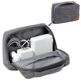 Gray Travel Storage Bags for Digital Accessories, Mouse Charger Data Cables Organizer Zipper Pouch