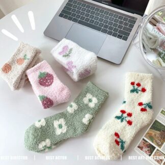 Warm Flower Socks For Women Girls Sleeping Socks