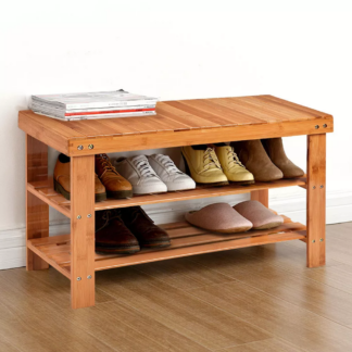 3 Tier Bamboo Shoe Rack Bench Storage Shelf Organizer