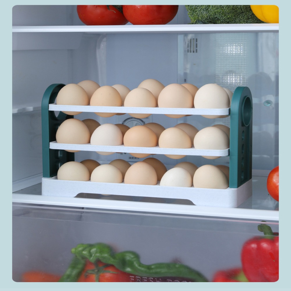 30 Grids Refrigerator Egg Storage Box Rotating Fridge Egg Holder - Image 2