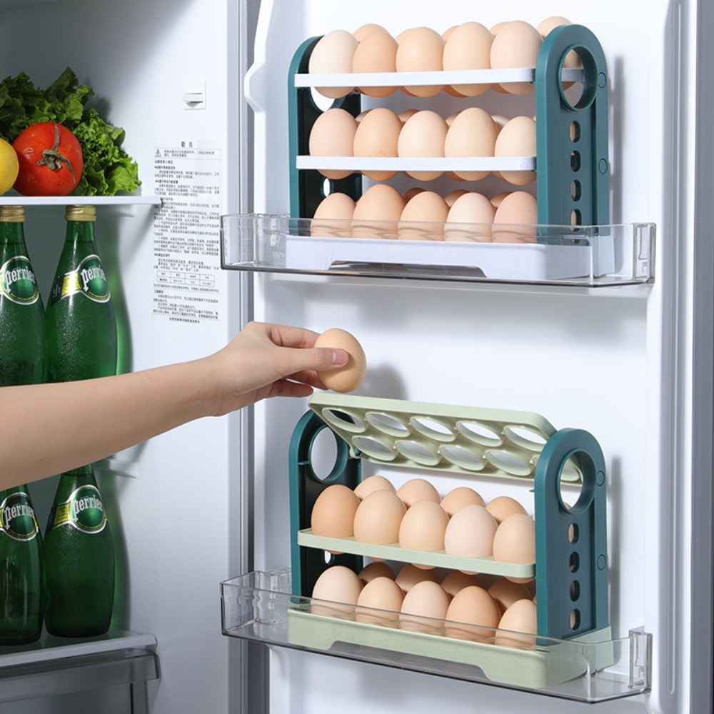30 Grids Refrigerator Egg Storage Box Rotating Fridge Egg Holder - Image 3