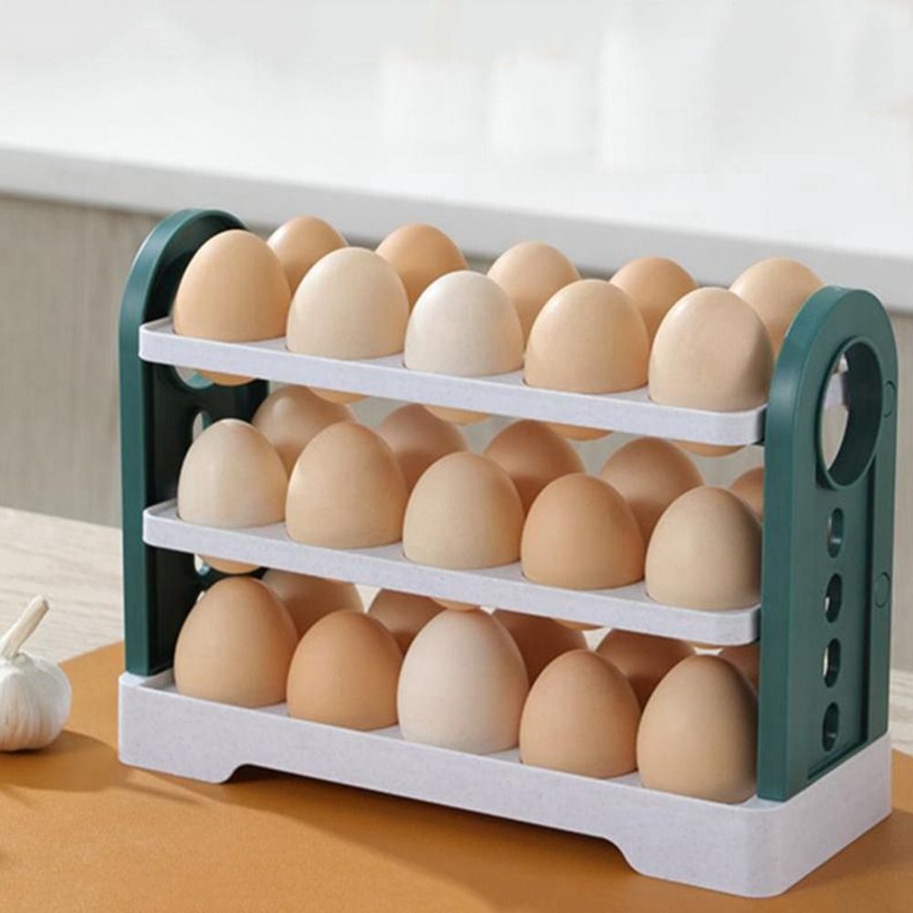 30 Grids Refrigerator Egg Storage Box Rotating Fridge Egg Holder - Image 5