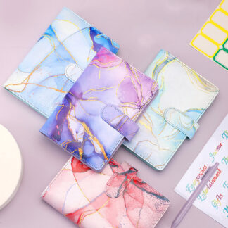 A6 Marble Colorful Money Budget Planner Binder Envelopes Cash Notebook Cover