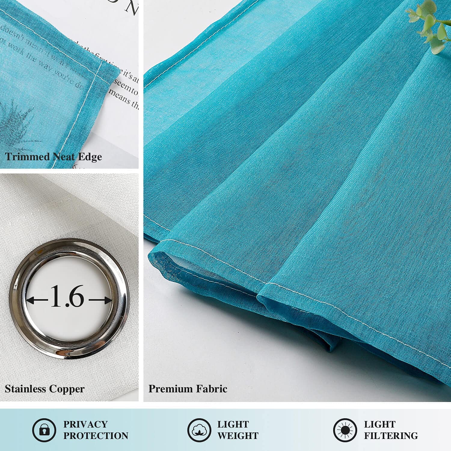 Blue Gradient Color Kitchen Tulle Curtain - Image 5