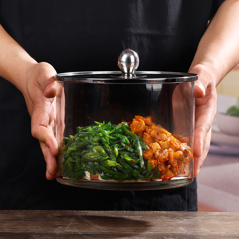 Big Mouth Thick Pickles Glass Jar With Lid Kitchen Pickles Jar - Image 2