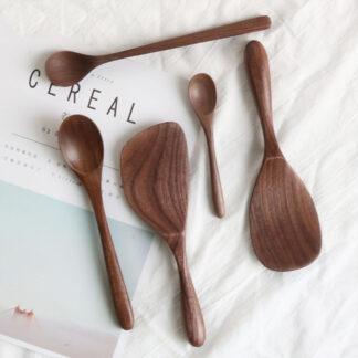 Black Walnut Wooden Creative Simple Kitchen Utensils Spoon with Long Handle