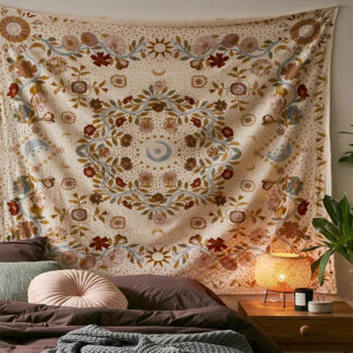 Botanical Celestial Floral Tapestry Bohemian Style Wall Hanging
