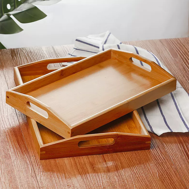 Breakfast Wooden Tray Rectangular Bamboo Household Tea Dinner Tray