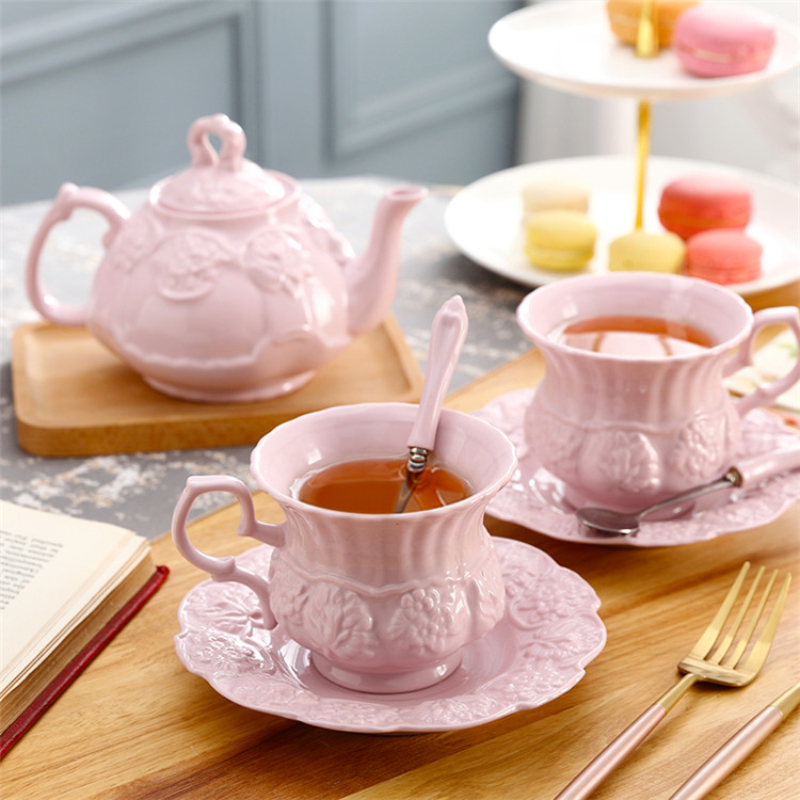 Elegant Pink European Princess Ceramic Tea Cup Saucer Spoon Set - Image 3