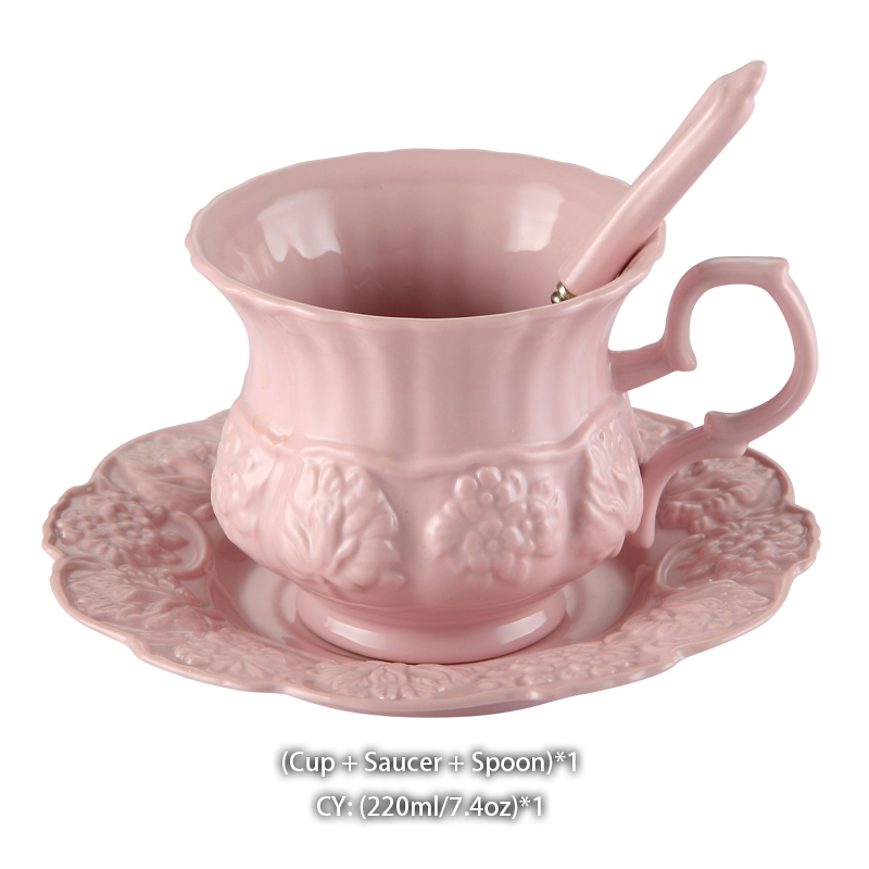 Elegant Pink European Princess Ceramic Tea Cup Saucer Spoon Set - Image 7