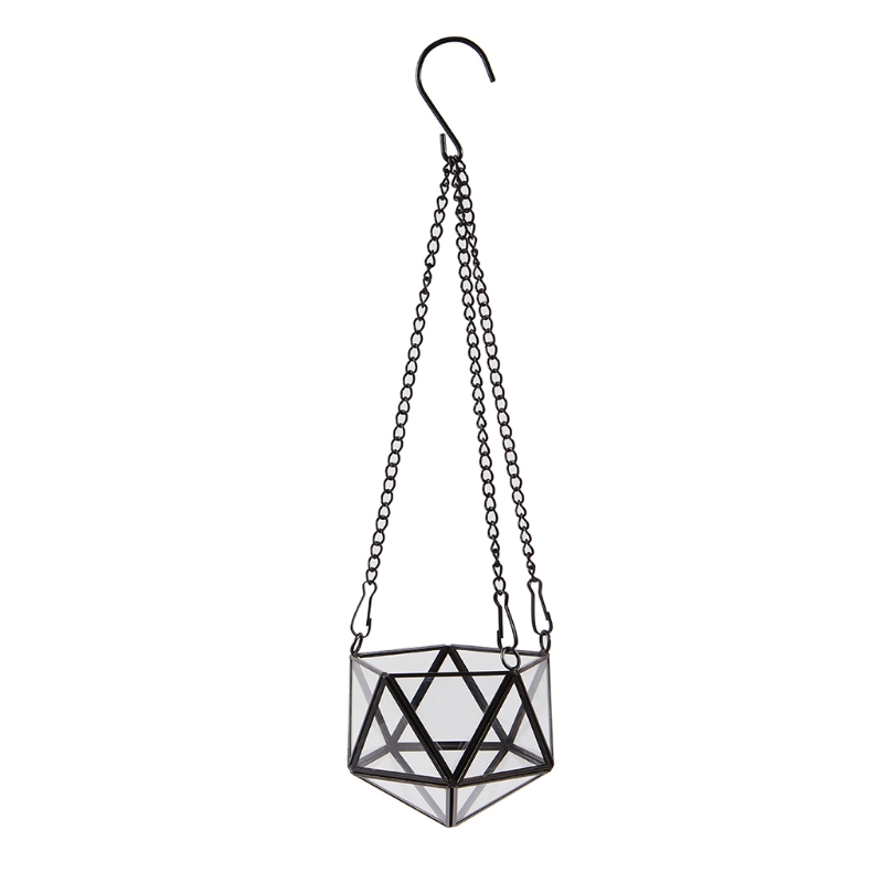 Modern Polyhedron Diamond Shape Hanging Glass Terrarium Plant Holder - Image 7
