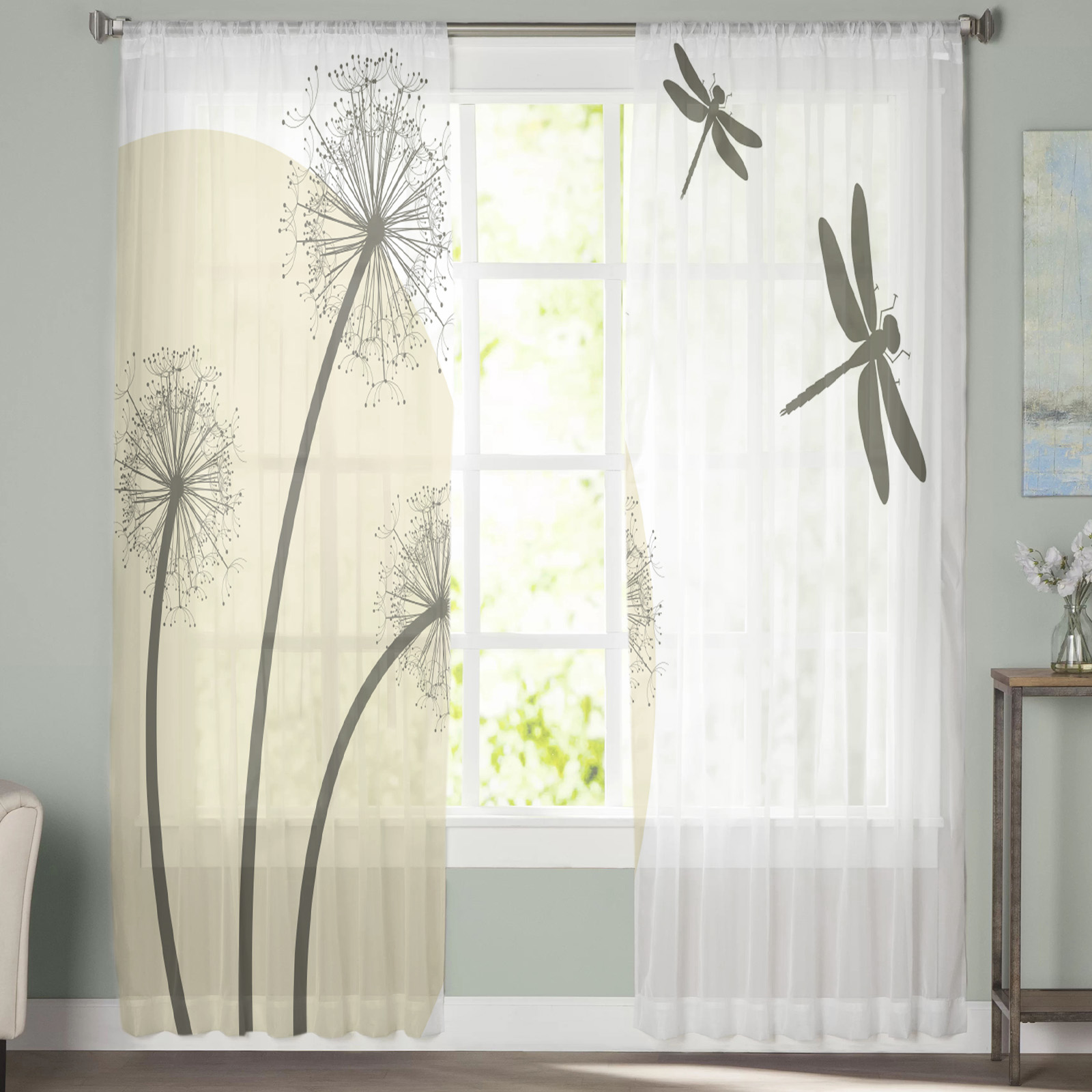Dandelion Dragonfly Sheer Curtains Window Curtains - Image 2