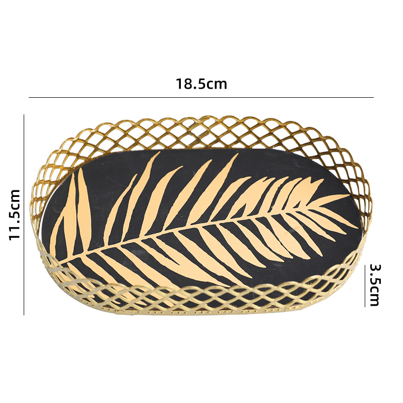 Decorative Leaf Designs Metal Oval Storage Tray - Image 4