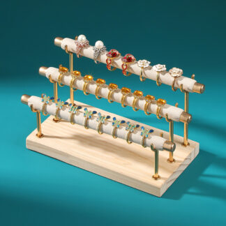 Detachable Solid Wood Iron Art Creative Ring Display Rack