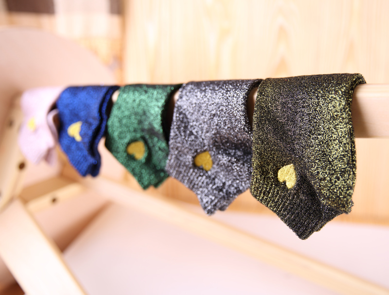 Embroidery Gold Heart Love Glitter Socks Size 35-40 - Image 5