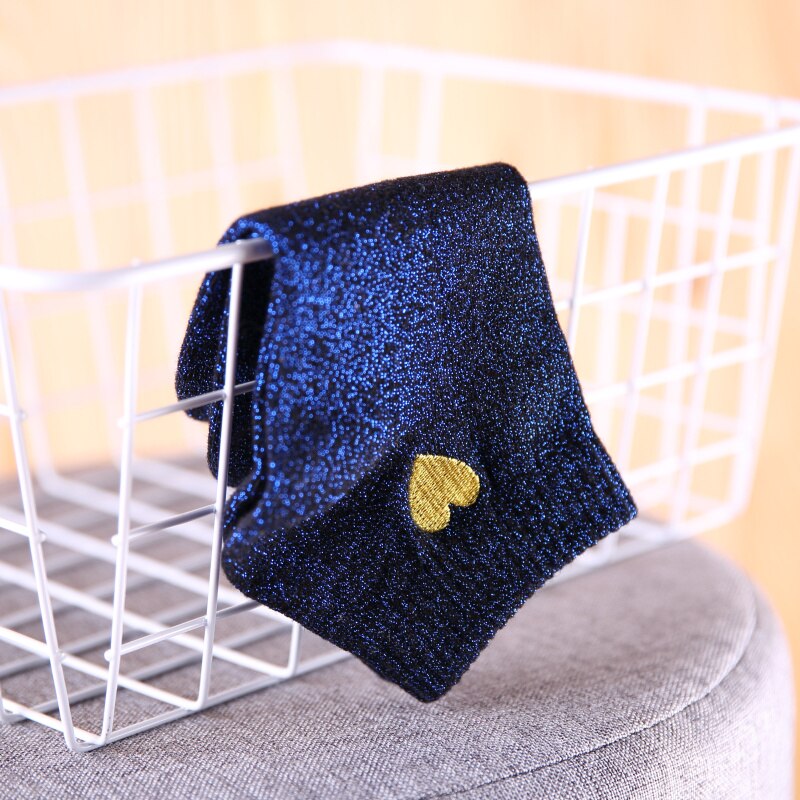 Embroidery Gold Heart Love Glitter Socks Size 35-40 - Image 6