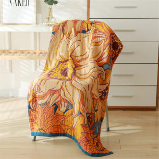 80*160 CM Large Floral Cotton Five-layer Gauze Jacquard Bath Towel